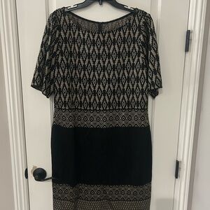 Elegant Black and Gold St John Collection Patterned Dress. Only worn twice. 16